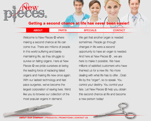 The about page - selling organs