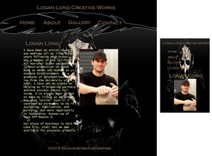 About page of second rough for Logan Long with mobile layout.