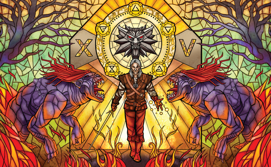 illustration of a mosaic of the witcher