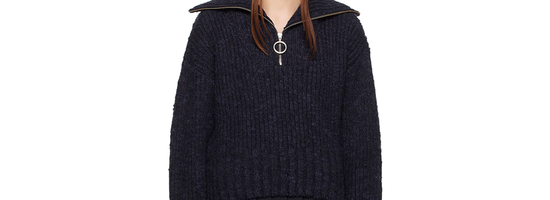  Navy Zip-Up Sweater 