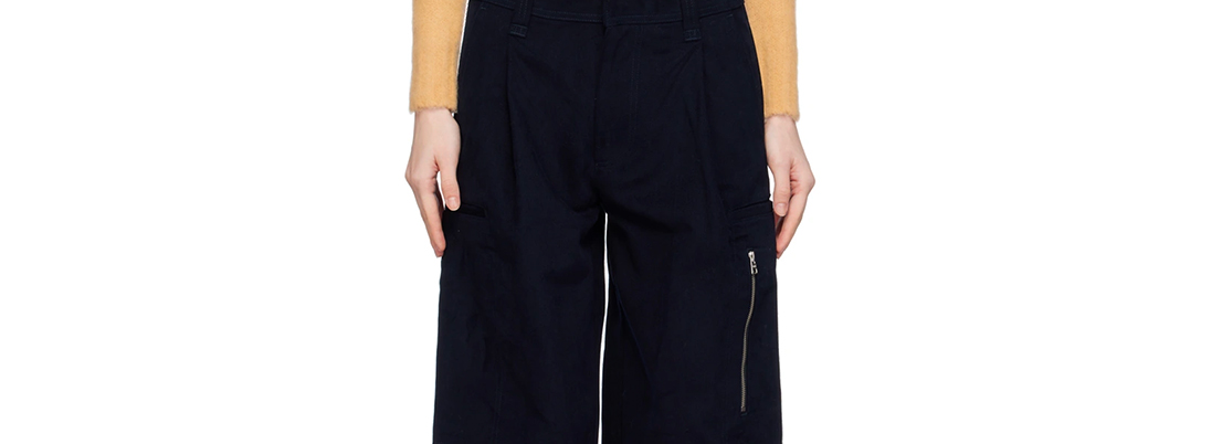  Navy Pleated Cargo Pants 