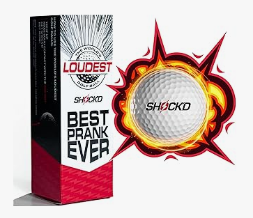 A box with a loud golf ball, which makes a loud 'bang' sound when hit with a golf club.